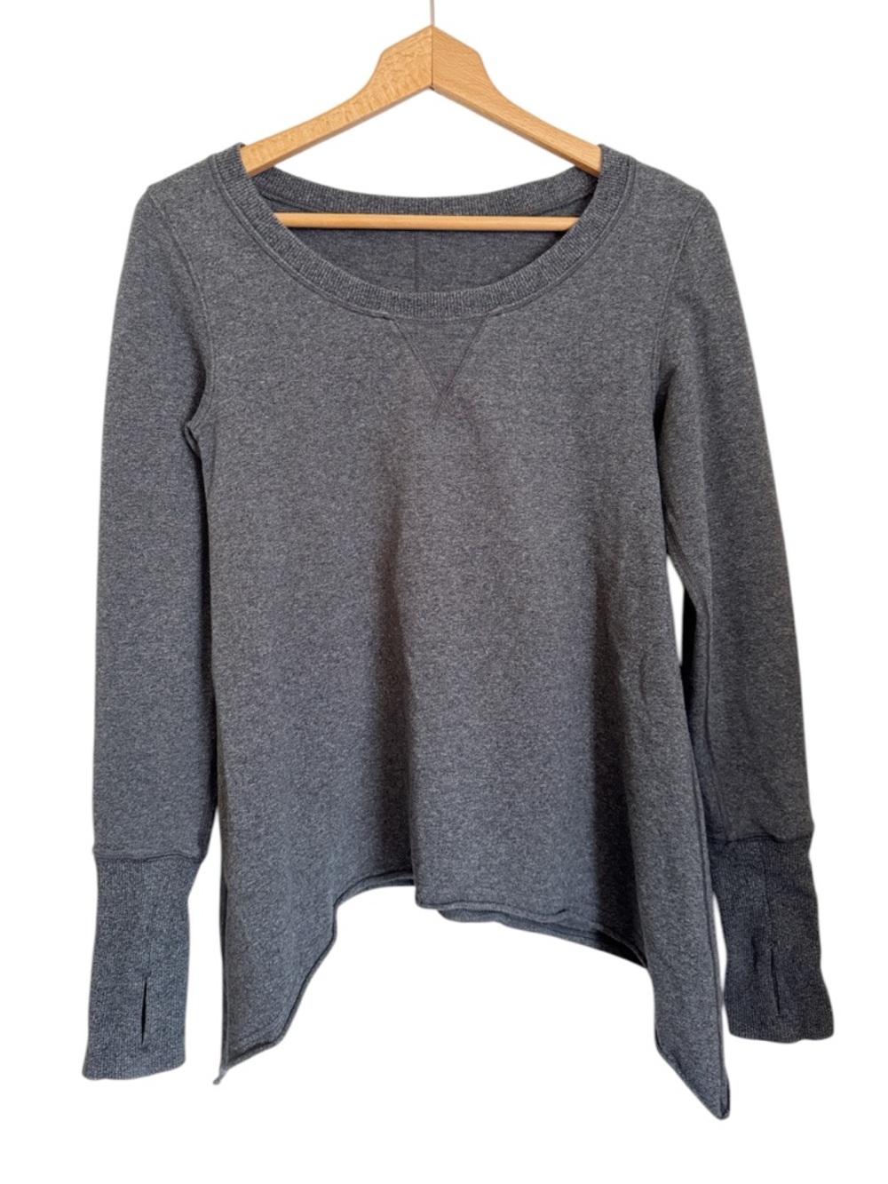Lululemon Tea Lounge Heathered Gray Asymmetrical Hem Pullover Sweatshirt sz S
